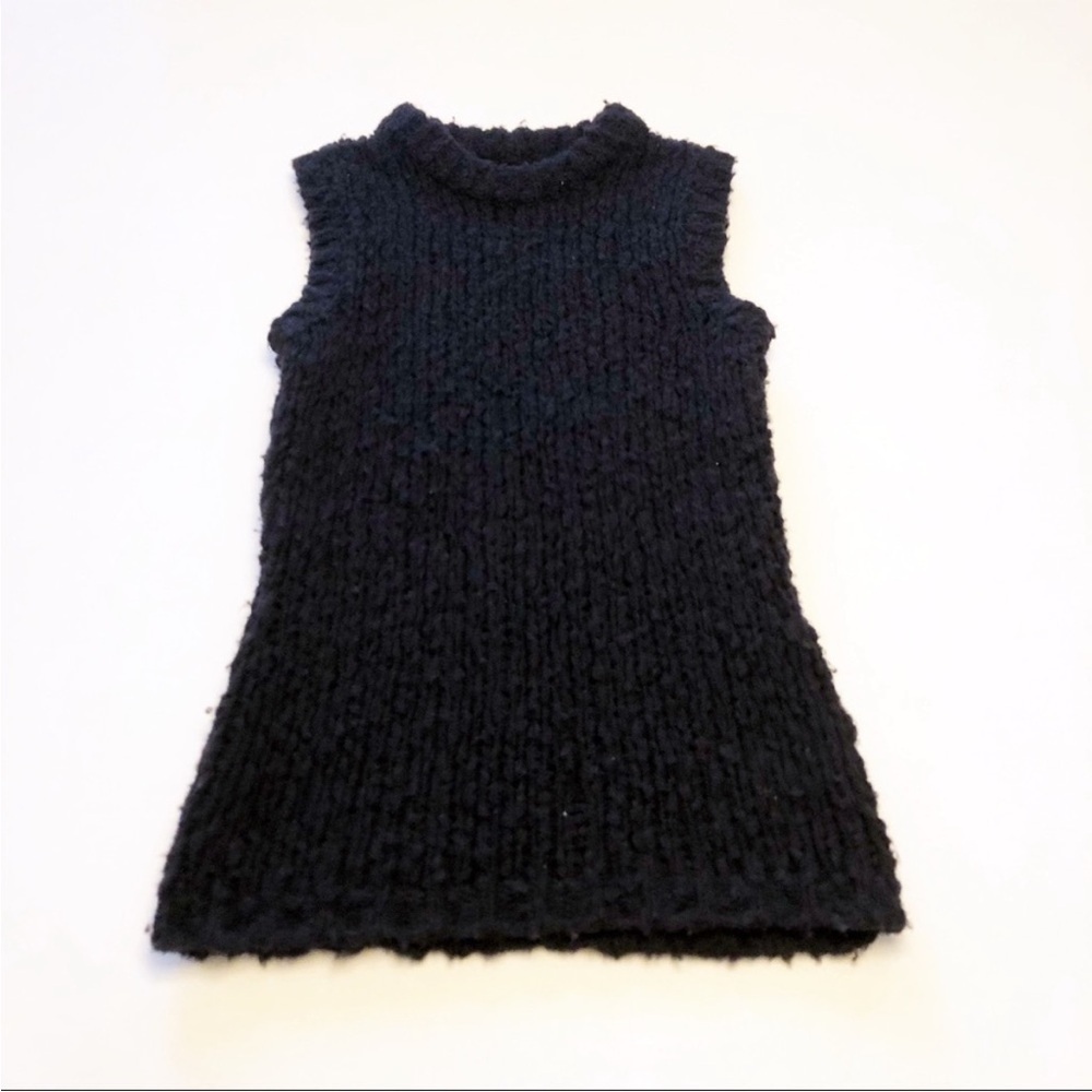 J BRAND Women’s Black Knit Sleeveless Wool Blend Size L Capsule Wardrobe Chunky